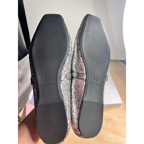 Katy Perry The Evie Mary Jane Flats Silver Metallic Glass Women's Size 12 NWT - Picture 8 of 9